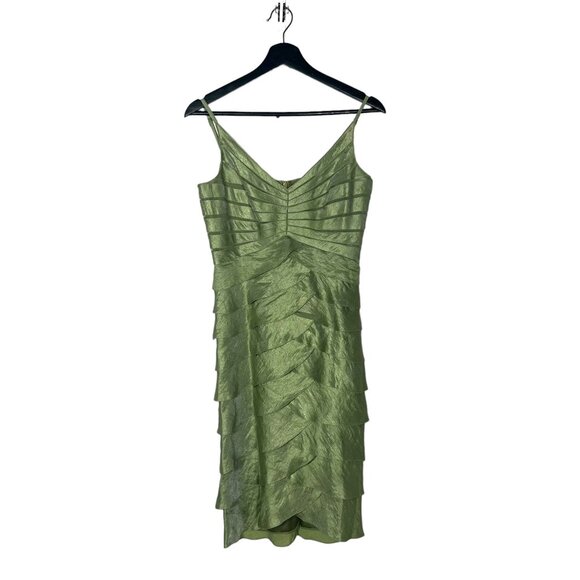 Adrianna Papell Green Tiered Knee Length Formal Dress Bolero Jacket Set 6 - Picture 3 of 10